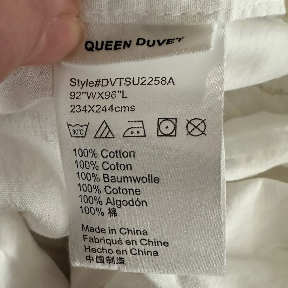 Anthropologie Embroidered Floral Cream Duvet Buttons DVTSU2258A Queen 3